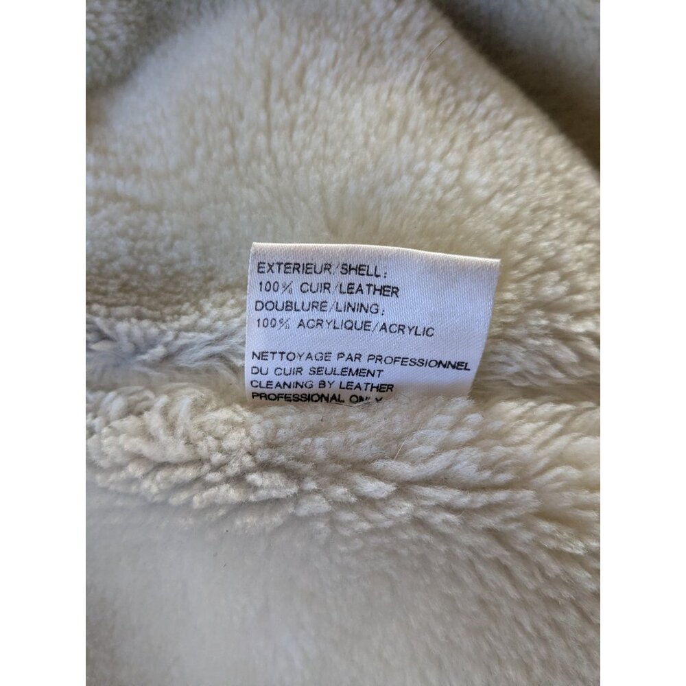 Vintage Ruggedwear Leather Coat-Sm (Fits M/L) - Womens-Faux Shearling Lined-Read - Picture 9 of 16